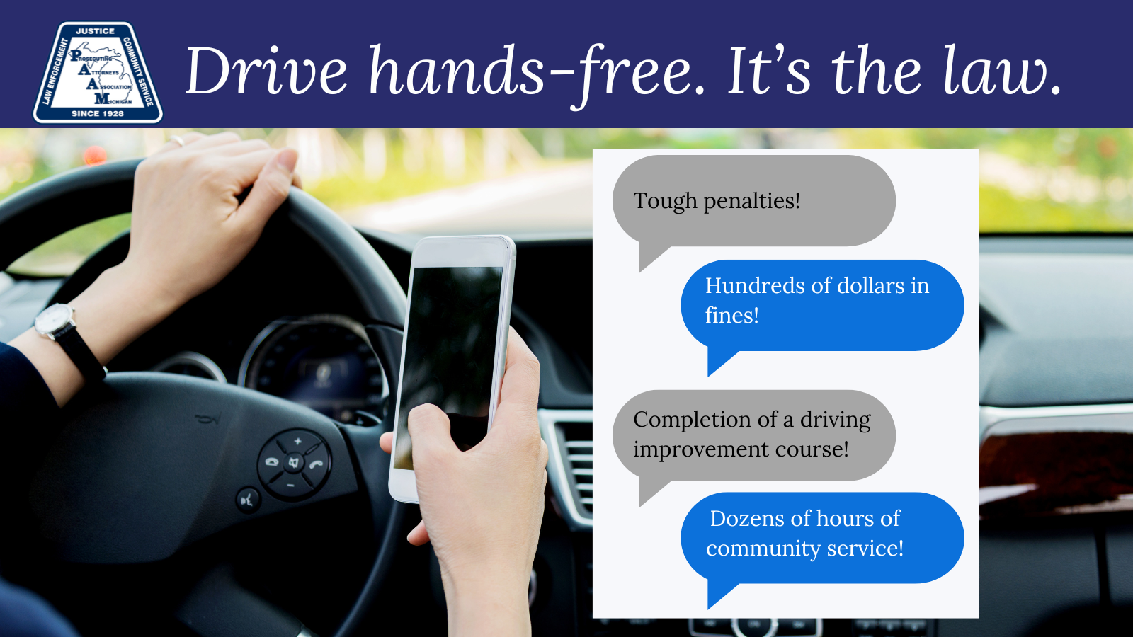 Drive hands-free.  It's the law.